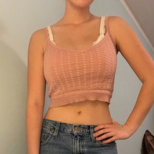 Cropped Pink Knit Tank Top